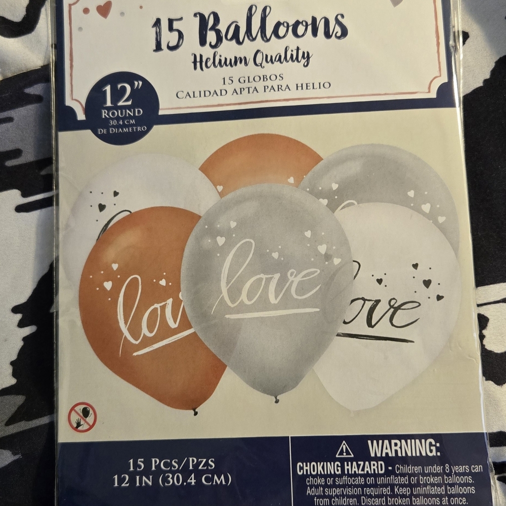 Love Themed Helium Balloons - Orange, Gray, and White
